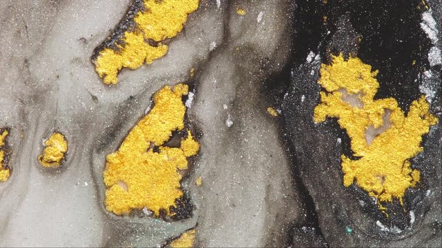 Abstract Gold Marble Texture With Metallic Gold Leaf and Black Fluid Swirls for Luxury Backgrounds