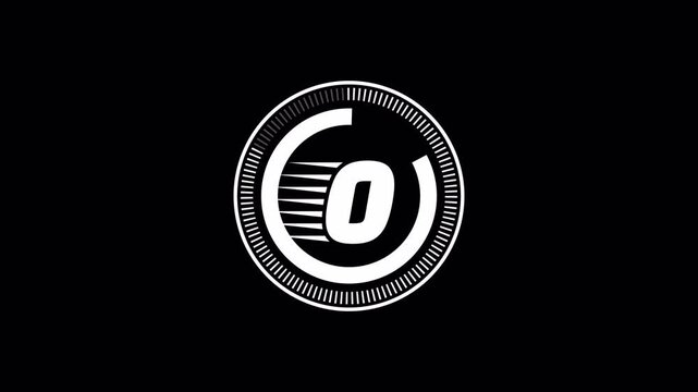 5 Second Countdown Timer with Dotted Circular Progress Bar and Bold White Text on Transparent Background with Alpha Channel transparent background alpha channel