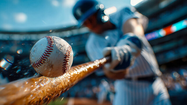 Baseball player swings bat during game at stadium in daylight