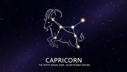 Naklejka premium Capricorn Zodiac Constellation Illustration with Stars.