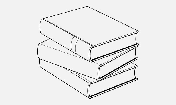 Book stack sketch set. Hand drawn sketch doodle style line book stack. Library, reading, school doodle