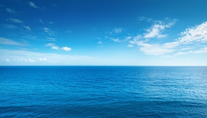 Fototapeta premium Empty Blue Ocean And Blue Sky