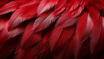 Obraz premium Captivating Close Up Of Vibrant Red Feathers Their Delicate Barbs Creating A Soft And Alluring Texture Against A Stark Black Backdrop