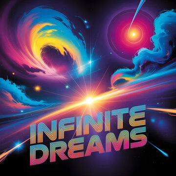 "Infinite Dreams" Retro-Futuristic Space Typography