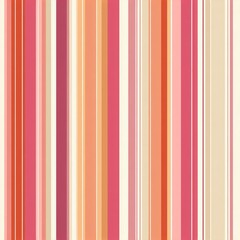 Obraz premium Seamless vertical stripes pattern featuring bright retro colors of pink, coral, peach, and cream, evenly spaced lines in a minimal flat design textile background