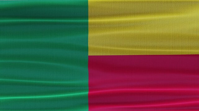 Benin flag waving in the wind with high quality fabric texture