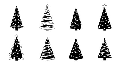 Obraz premium Elegant Christmas tree vector collection festive decorative holiday trees set