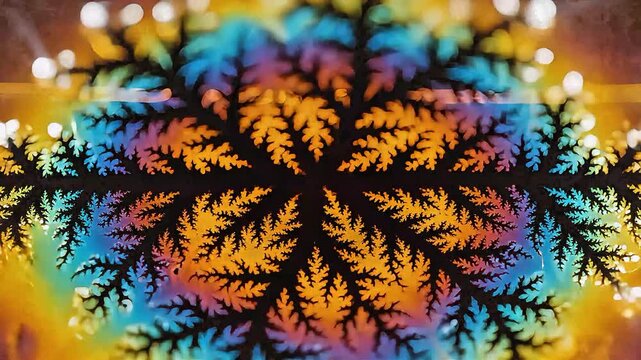 Lichtenberg Fractal Electric Discharge Pattern on Acrylic with Rainbow Glow
