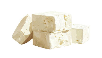 Frische Feta-K&auml;sebl&ouml;cke, isoliert auf hellem Hintergrund