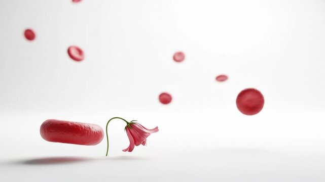 Conceptual representation of iron deficiency anemia, a chronic hematological condition, impacting erythrocytes and leading to profound fatigue, weakness, and cellular fragility