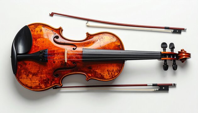 Elegant Violin and Bows - A Symphony of Craftsmanship and Artistry.