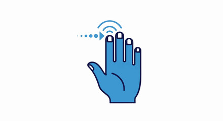 Fototapeta premium Hand gesture with four fingers touching a surface indicating a multitouch interaction.