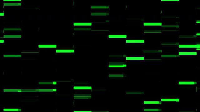 Animated square pixel transition with glitch effect on green screen. 4k video.