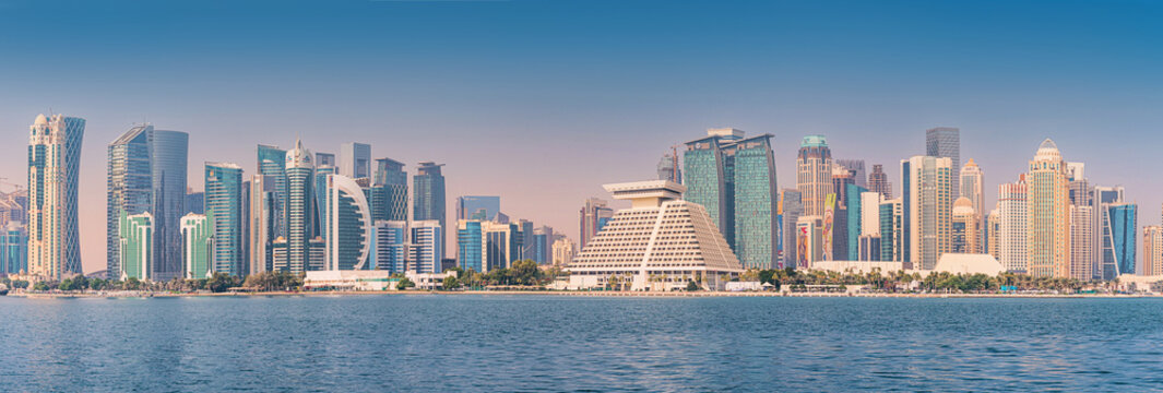 1 December 2025, Doha, Qatar: city skyline featuring modern skyscraper architecture, reflecting economic growth, business, and urban development