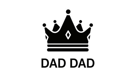 Black Crown Icon with Dad Text Symbol. © Fhadhil