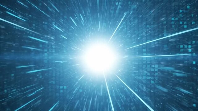 Futuristic Digital Data Stream with Glowing Light in Abstract Matrix Environment
