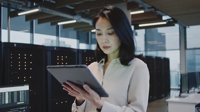 Data center management and server system monitoring activity in a modern office