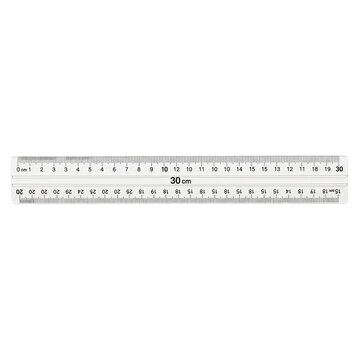 30cm transparent ruler with clear markings a simple tool for measurement and education isolated on w