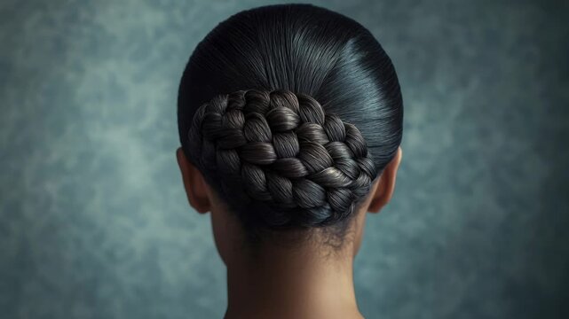 Elegant hairstyle transformation showcasing braiding techniques on woman's head