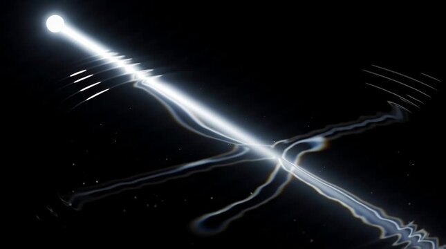 Black hole singularity and gravitational waves illustrating astrophysical phenomena in deep space with a neutron star emitting intense radiation impacting spacetime distortion Simulation