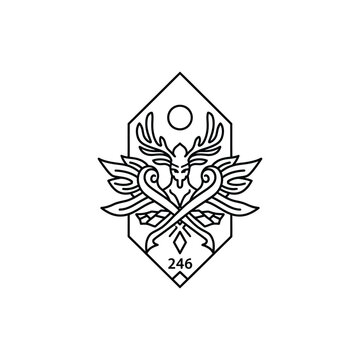 Detailed Line Art Bird Design Element.