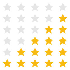 Fototapeta premium Comprehensive 5x5 star rating system grid with golden and grey stars. Customer feedback scale.