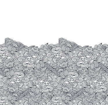 Decorative clouds - seamless ribbon pattern