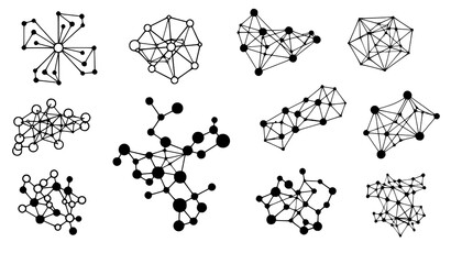 Fototapeta premium Abstract molecule network connections black vector scientific technology design set