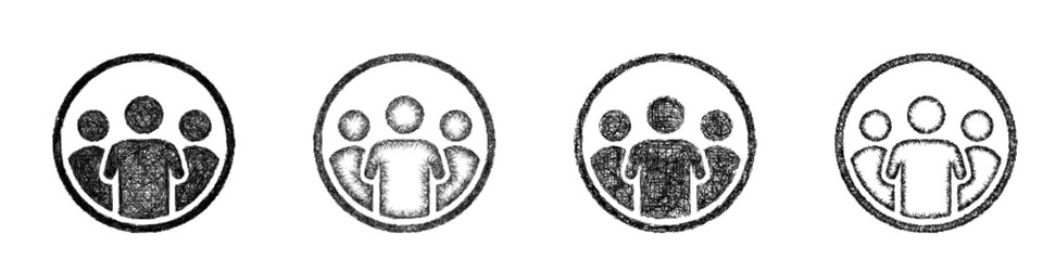 Fototapeta na wymiar Sketch community group icon design set