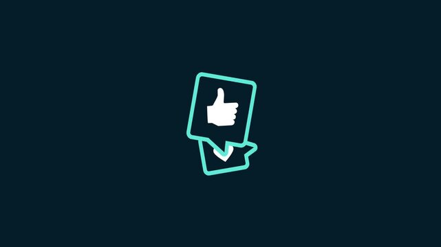 Animated social media interface icons with glowing thumb buttons for mobile apps and websites