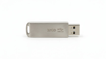 Modern 32GB USB 3.0 flash drive in sleek silver design