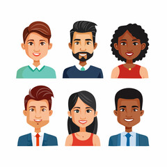 Fototapeta premium Team Members Avatar Illustration – Diverse Men and Women Character Portraits