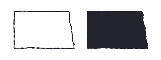 Obraz premium North Dakota USA state map silhouette and outline map. Vector shapes of us state, isolated on white. Perfect for infographics, geography design, education, and maps.