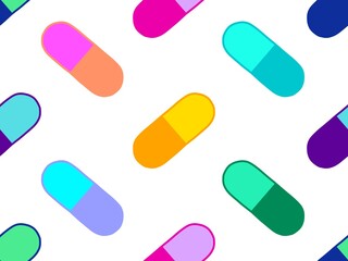 Medicine seamless pills pattern for wrapping paper and doctor clothes and packaging and medical accessories