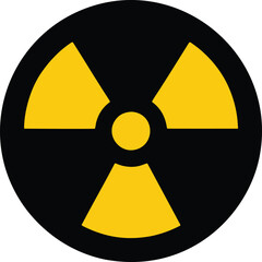 Fototapeta premium Radiation symbol flat style. A flat design radiation symbol on a black and yellow background, used for warning and safety purposes in various industries.
