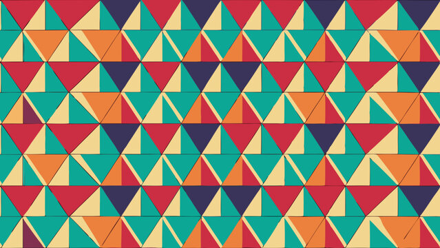 Retro geometric triangular pattern in warm color palette