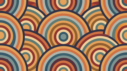 Fototapeta premium Retro Circles Seamless Pattern with Warm Earth Tone Colors