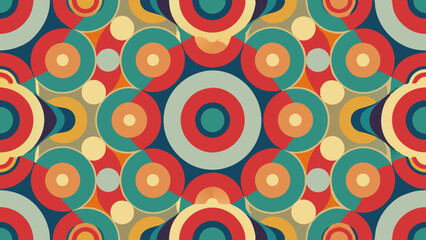 Fototapeta premium Retro Circle Pattern with Geometric Shapes, Rings and Circles