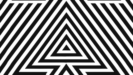 Fototapeta premium Abstract concentric triangles of alternating black and white stripes
