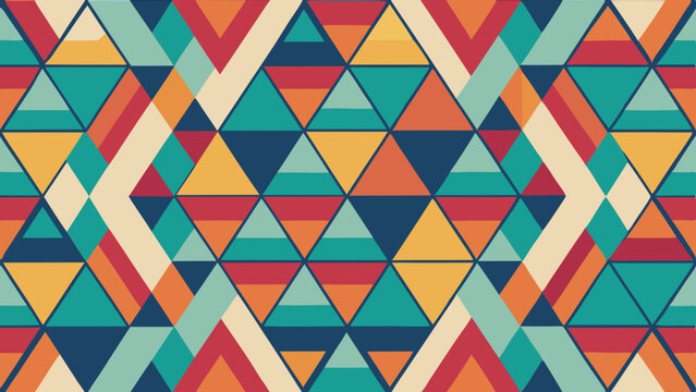 Colorful geometric triangle pattern with retro style and colors