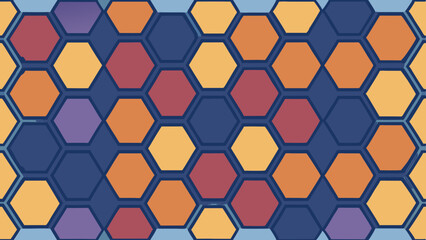Obraz premium Colorful geometric background with hexagon shapes in a flat design