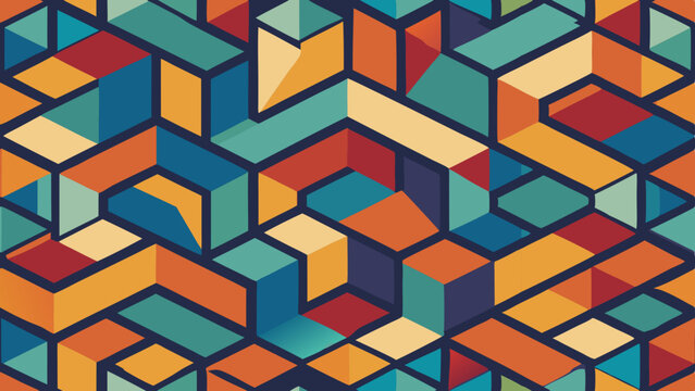 Colorful abstract geometric block pattern background for creative designs
