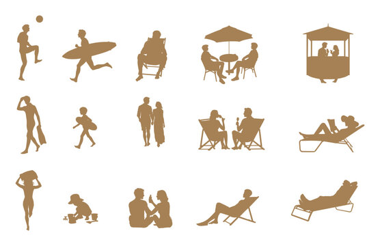 silhouettes of people on the beach