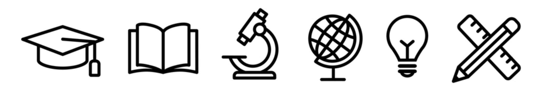 Education and Online Learning Concept Line Art Vector Icon Set