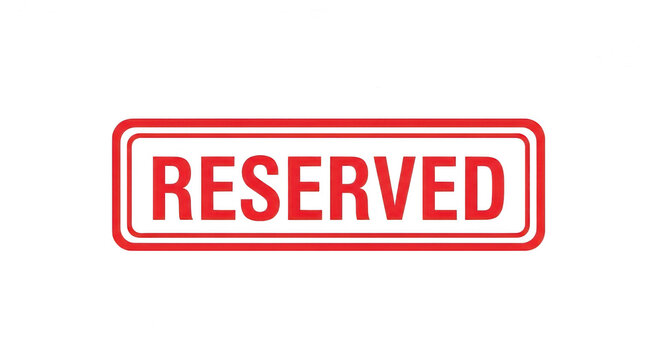 Red reserved stamp icon with rectangular border for business use isolated png