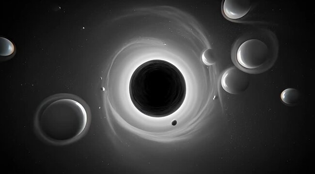 A black hole in space with gravitational lensing and an accretion disk
