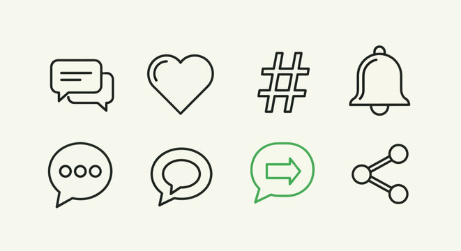 Social media icons set on light background