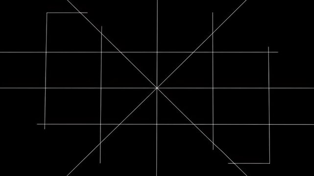 Abstract geometric composition with intersecting white lines on black