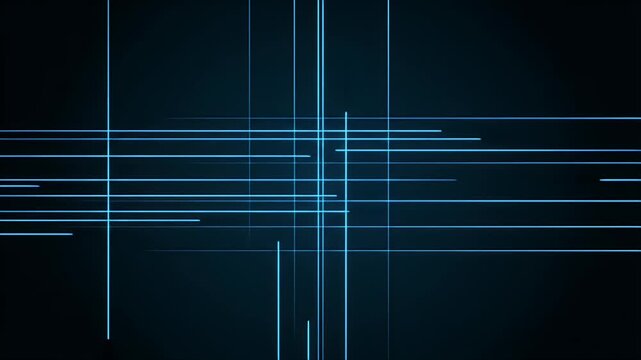 Abstract composition of thin, bright blue lines against a dark background