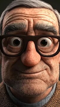 Close-up portrait of a grumpy old man with glasses and a wrinkled face, expressing anger or sternness, in a cartoonish style.